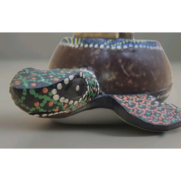 Hand Carved Aboriginal Dot Painted Sea Turtle Thumb Piano Karimba - Picture 6 of 8